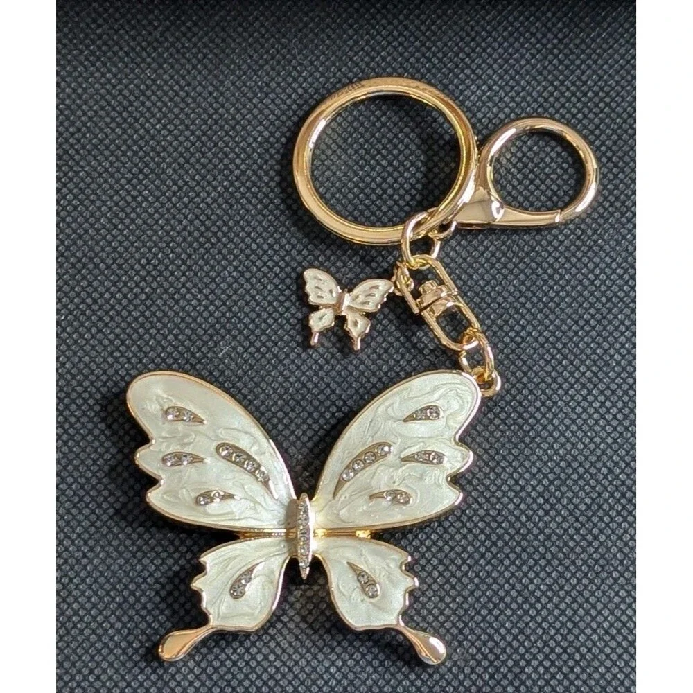 Off Park Crystal Butterfly Keychain or Bag Charm - Gold Tone, Bling